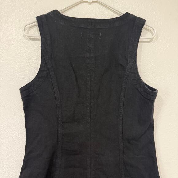 NWT Madewell Denim V Neck Midi Dress Button Up Sleeveless Clean Black Wash 8 - Picture 6 of 10
